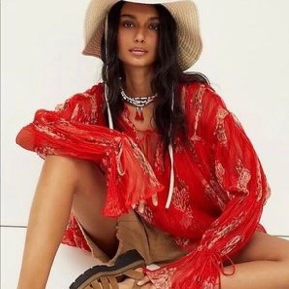 Free People Dahlia Tunic with Sleeve Detail in Vintage Floral Pop Combo Size XS - Picture 4 of 16